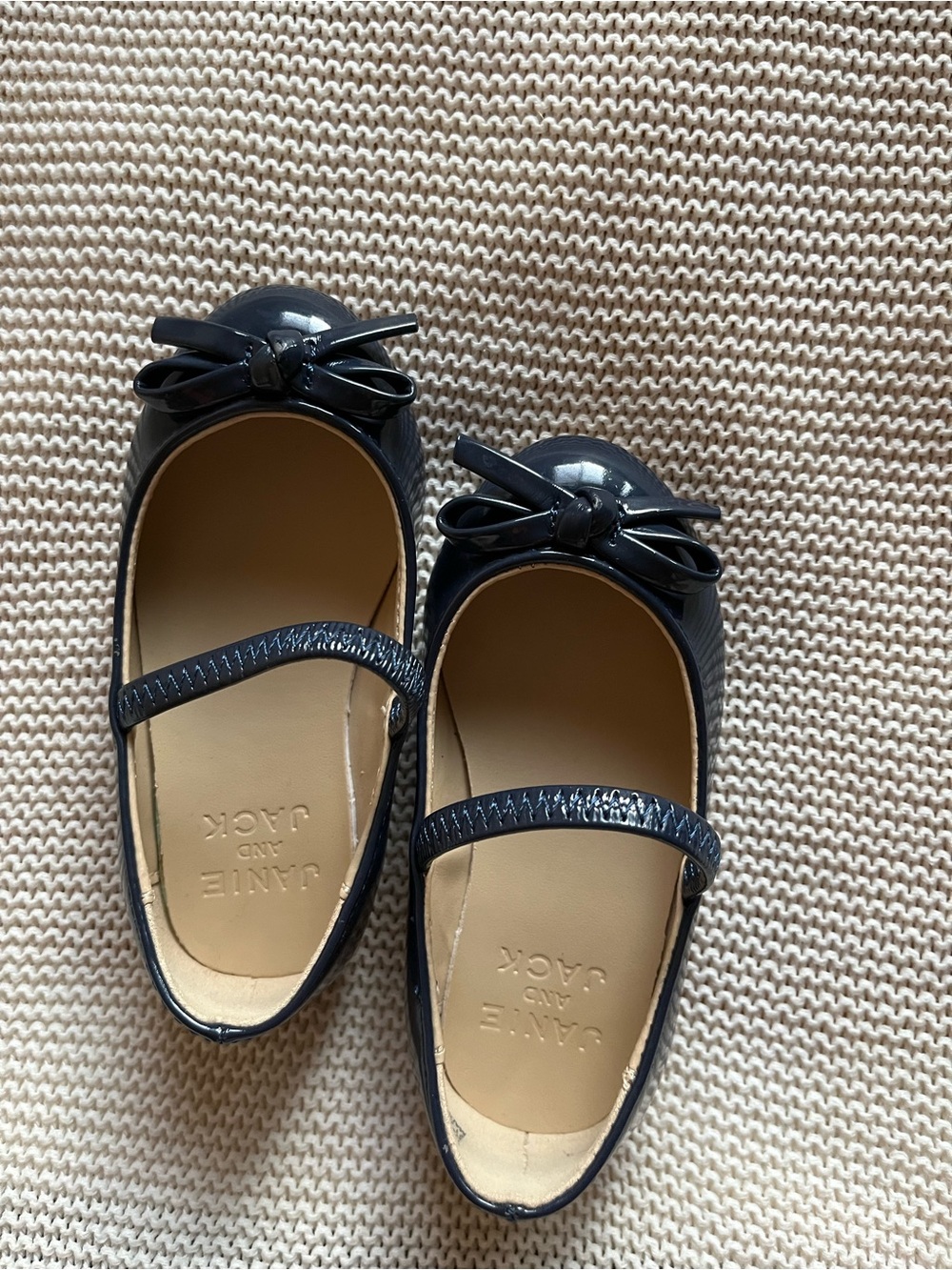 Janie and Jack Navy Patent Mary Janes with Bow